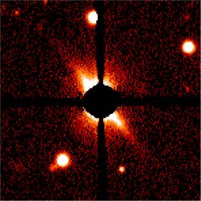 Optical coronagraphic image of the disk around AU Mic